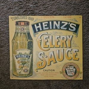 Old Vintage Sign H.J. HEINZ'S CELERY SAUCE - PITTSBURG - Steel Metal 1993